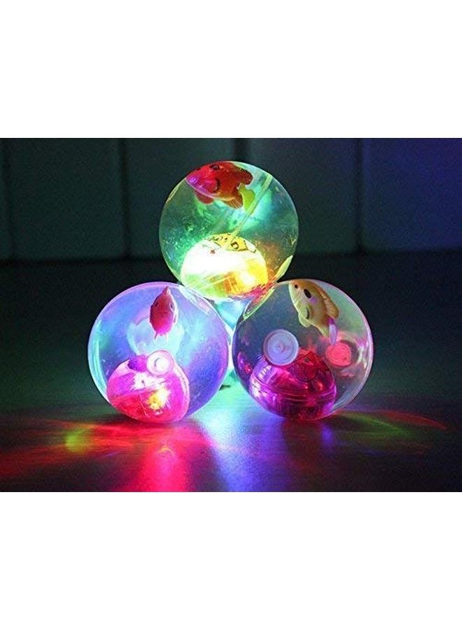 FAVELA Led Flashing Luminous Ball 55Mm Rubber Bouncing Ball Anti Stress Light Led Stress Gift Fun Toys For Children(Pack Of 3) (Multi) Standard Size - Image 1