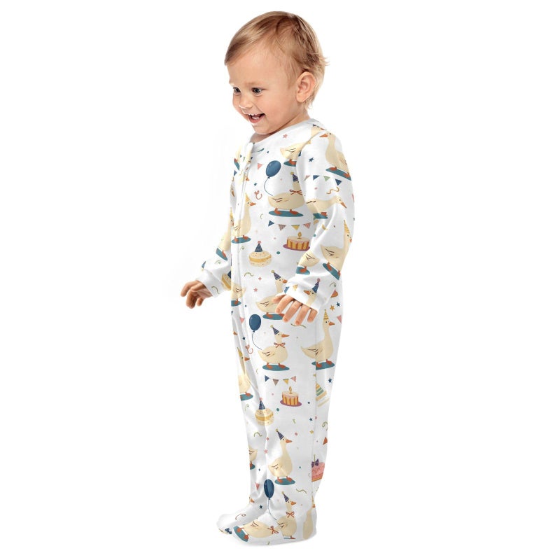 Dussdil Birthday Goose Duck Cakes Baby One-Piece Footies Newborn Rompers Pajamas Cotton Footed Pjs for Sleep Play Boys Girls 3M Multicolor - Image 4