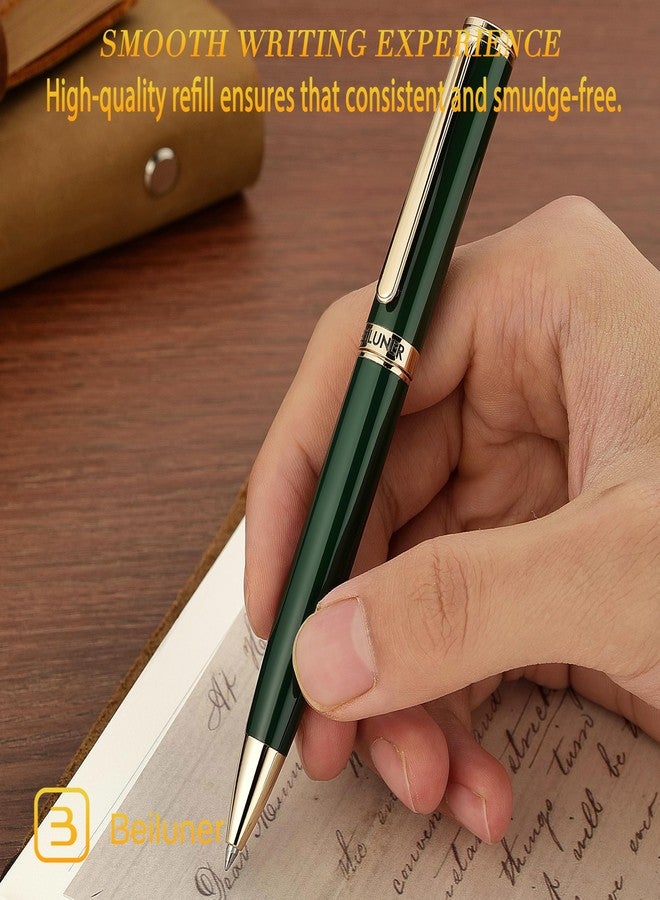 BEILUNER Luxury Gel Pen with 24K Gold Finish, Green Piano Lacquer, Luxury Grade Craftsmanship, Fancy Pen Gift Set for Men and Women, Graduation Gift, Executive, Office, Retractable, Nice Pen Set - Image 4
