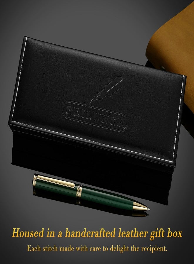 BEILUNER Luxury Gel Pen with 24K Gold Finish, Green Piano Lacquer, Luxury Grade Craftsmanship, Fancy Pen Gift Set for Men and Women, Graduation Gift, Executive, Office, Retractable, Nice Pen Set - Image 5