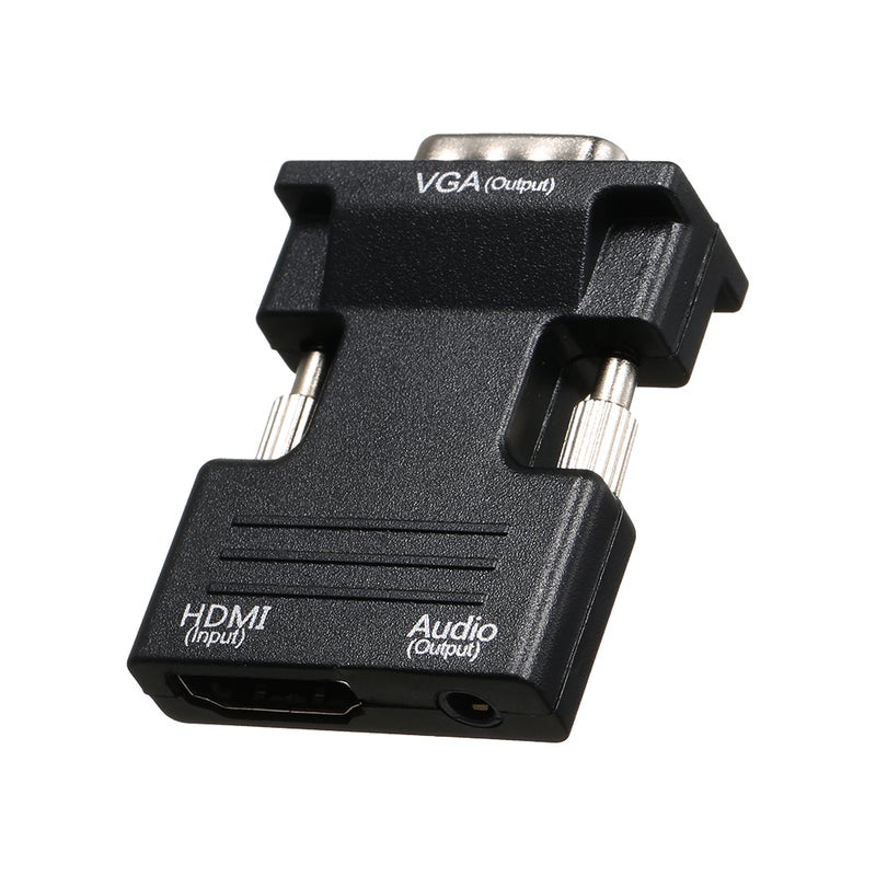 HD Male to VGA Female Adapter with 3.5mm Audio Port Support 1920*1080 Resolution Independent Audio Output Small Size Black - Image 1