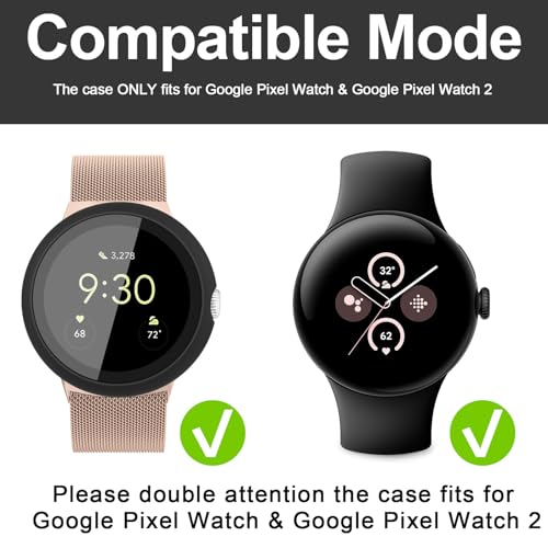 Meliya PC Watch Case Cover for Google Pixel Watch 2/ Google Pixel Watch, Screen Protector with Tempered Glass, Hard PC All Around Coverage Protective Bumpers Cover for Pixel Watch (Black) - Image 2