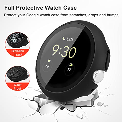 Meliya PC Watch Case Cover for Google Pixel Watch 2/ Google Pixel Watch, Screen Protector with Tempered Glass, Hard PC All Around Coverage Protective Bumpers Cover for Pixel Watch (Black) - Image 5