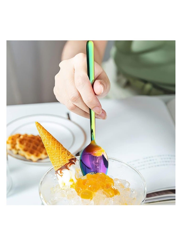 Yakumuz 4 Pack Stainless Steel Sporks Yakumuz 19cm Long Handle Dessert Spoons Ice Cream Spoons Salad Forks Flatware Set Reusable Fruit Appetizer Dessert Forks for Household Use or Camping - Image 3