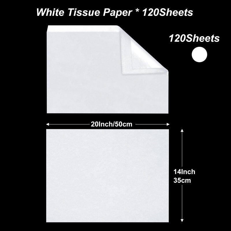 HMUIKFRY 120 Sheets White Tissue Paper HMUIKFRY 20x14 Inches Tissue Paper for Gift Bags Wrapping Paper for Birthday Weddings Holiday Crafts Festival Decoration - Image 3