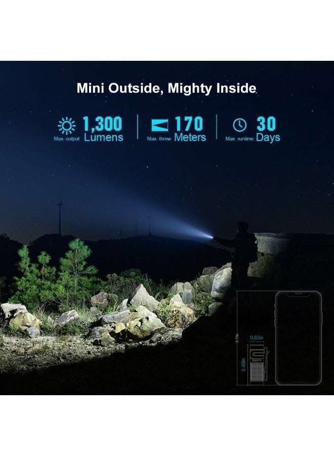 OLIGHT Baton 4 EDC 1300 Lumens Rechargeable LED Small Torch, Pocket Flashlight with Micro-Perforated Indicator for Outdoors, Indoors and Emergency (Black) - Image 2
