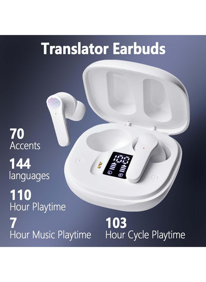 سماعات أذن Bluetooth للترجمة، سماعات شاملة تدعم 144 لغة ولهجة، سماعات ترجمة فورية وتقنية إلغاء الضوضاء للأعمال والسفر. - Image 2