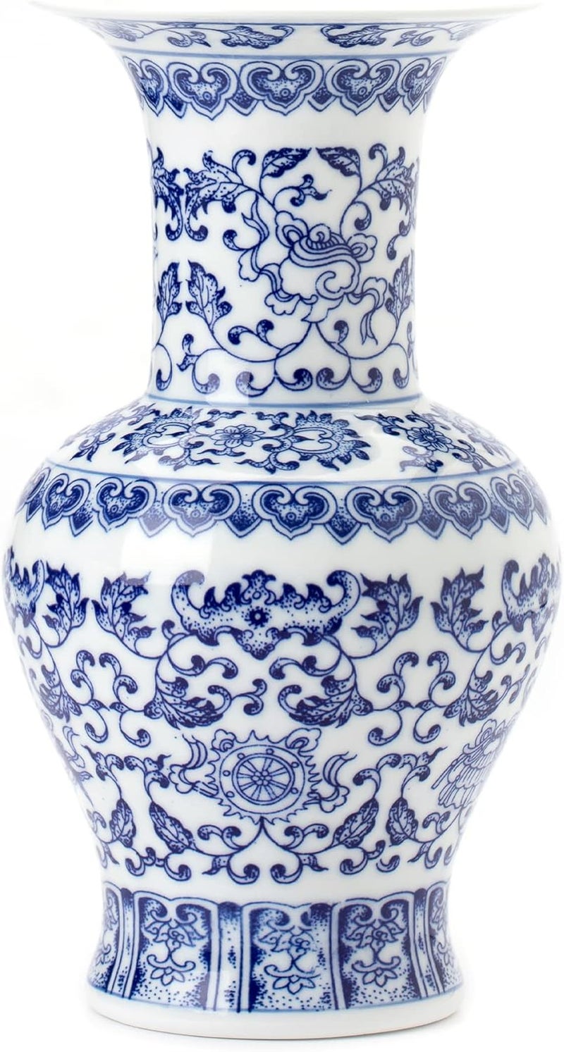 GaLouRo Blue and White Chinoiserie Vase, Ginger Jar for Home Decor, Porcelain Blue and White Decor, 10"H - Image 1