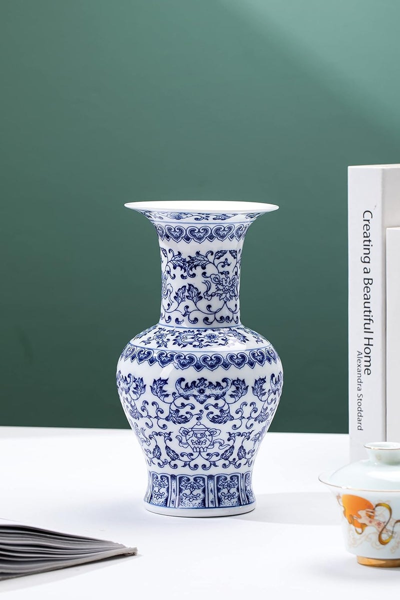 GaLouRo Blue and White Chinoiserie Vase, Ginger Jar for Home Decor, Porcelain Blue and White Decor, 10"H - Image 3