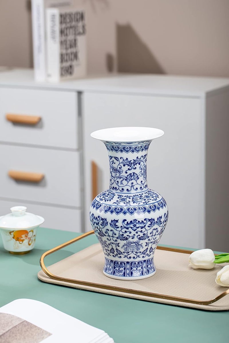 GaLouRo Blue and White Chinoiserie Vase, Ginger Jar for Home Decor, Porcelain Blue and White Decor, 10"H - Image 5