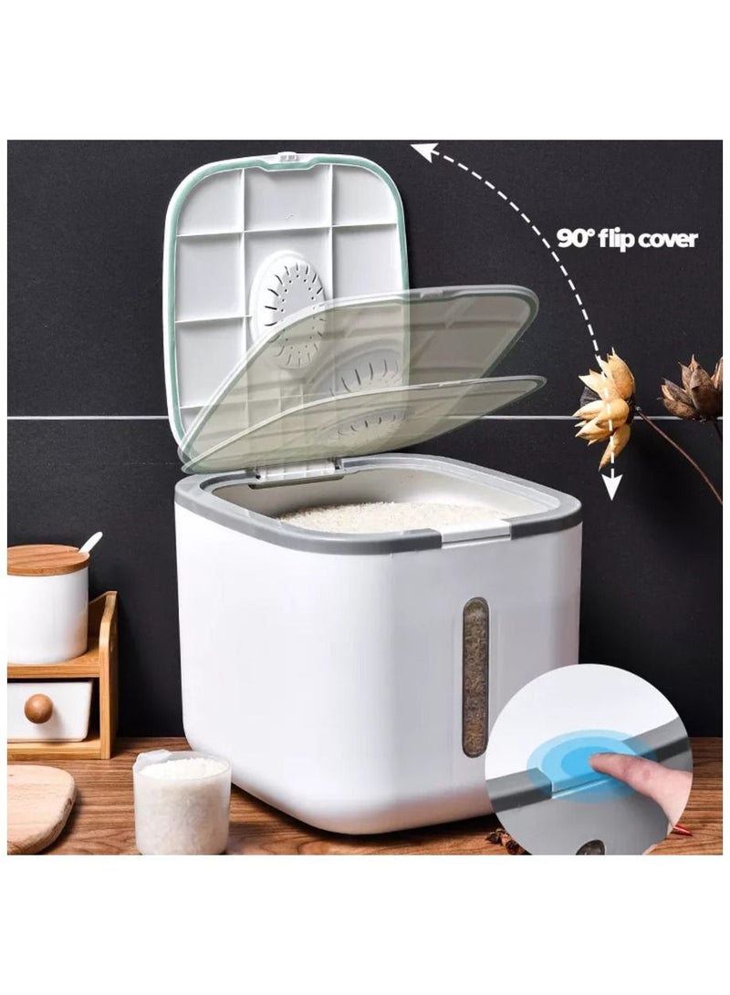 Lady Kitchen Rice container with a capacity of 5 kg, sealed and moisture-resistant, white / gray frame - Image 2