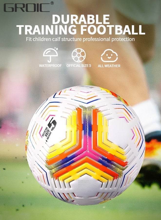 GROIC Soccer Ball Size 3，Football with Star Pattern Official Size Soccer Balls for Training,Playing,Waterproof Professional Outdoor Indoor and Match Balls - Image 2