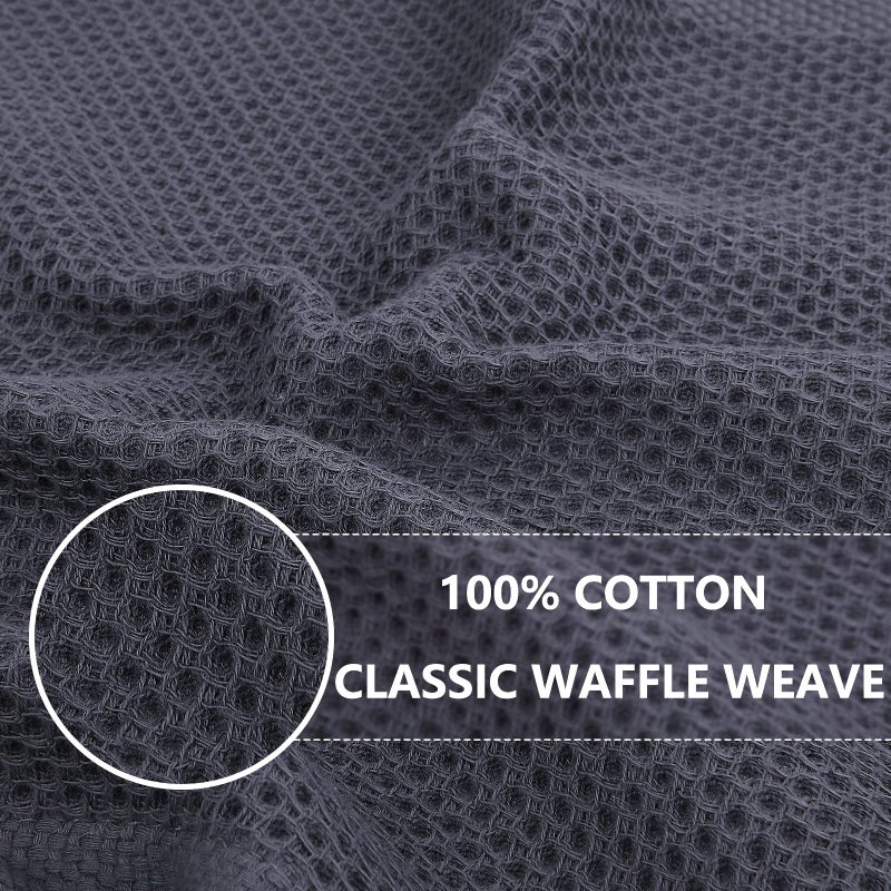 Homaxy 100% Cotton Waffle Weave Kitchen Dish Cloths  Ultra Soft Absorbent Quick Drying Dish Towels  12 x 12 Inches  12-Pack  Dark Grey - Image 2