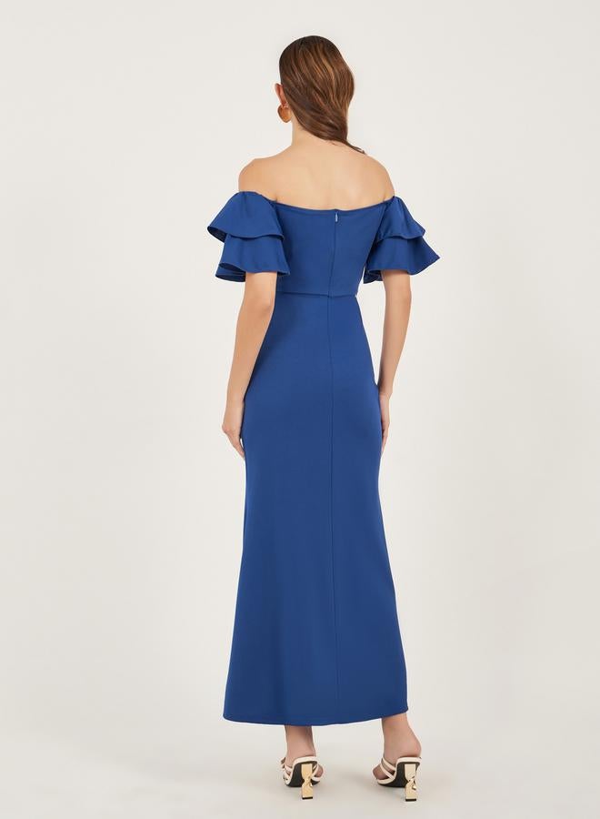Styli Plain Off Shoulder Neck Mermaid Maxi Dress - Image 5