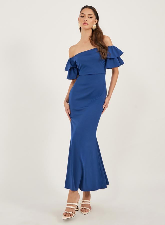 Styli Plain Off Shoulder Neck Mermaid Maxi Dress - Image 2