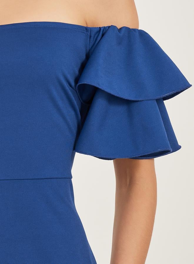 Styli Plain Off Shoulder Neck Mermaid Maxi Dress - Image 4