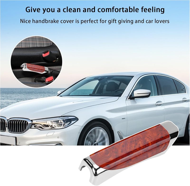 DECTEMS غطاء فرامل اليد من DECTEMS – واقي قبضة مضاد للانزلاق | غطاء فرامل ركن عالمي يناسب جميع السيارات | ملحق داخلي أنيق للسيارة (خشب) - Image 5