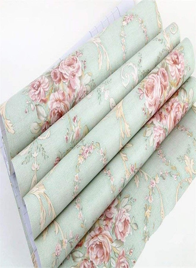 UPREDO Vintage Floral Self Adhesive Wall Paper Shelf Liner Funitures Dresser Drawer Cabinet Decor Paper (Green, 17.7inchX100inch(8.2Ft)) - Image 3