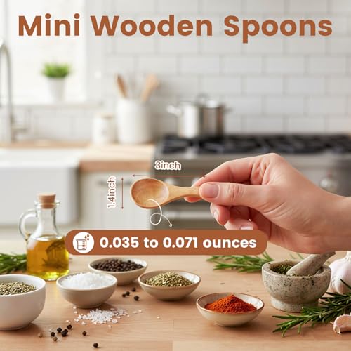 HANSGO 10PCS Small Wooden Spoons, 3 Inch Small Spoons for Spice Jars, Salt, Grains, Sugar, Coffee, Honey, Dessert, Tea, Mini Wooden Teaspoons for Kitchen, Ideal Gifts - Image 2