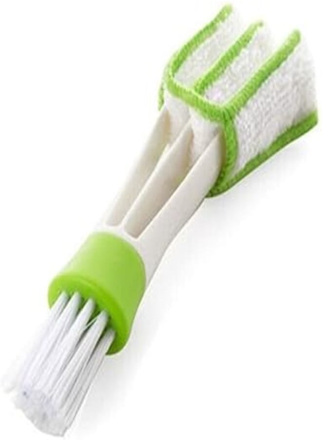 Yueton - yueton Double Ended Mini Dust Blind Cleaner, Car Vent Brush, Window Blind Brush, Hand Held Magic Brush Blind Duster for House, Car, Office, White and Green - Image 1
