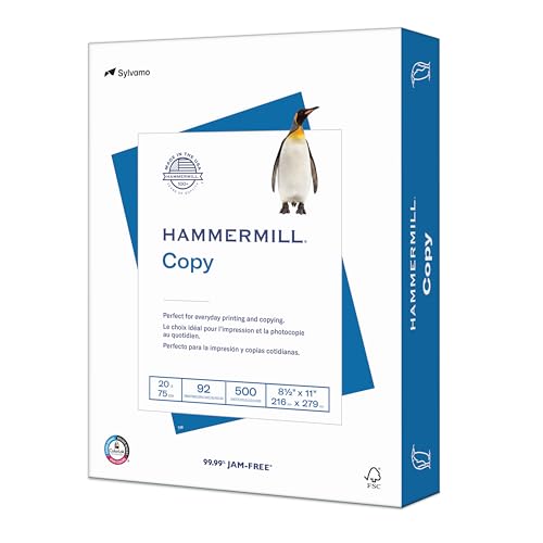 Hammermill Printer Paper, 20 lb Copy Paper, 8.5 x 11 - 1 Ream (500 Sheets) - 92 Bright, Made in the USA - Image 1