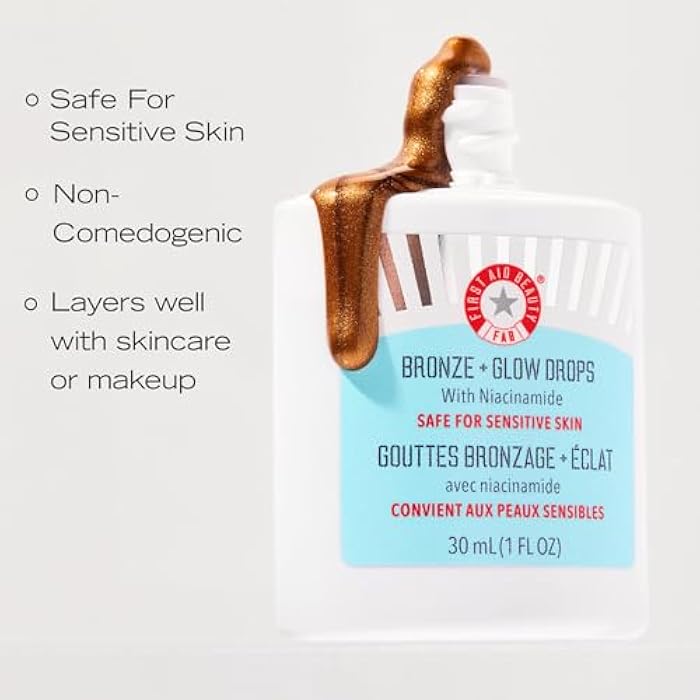 First Aid Beauty - Bronze + Glow Drops with Niacinamide, Visibly Evens Skin Tone, Blurs Pores and Hydrates for 24 hours with a Bronze Kiss of Color, Non-Comedogenic, Safe for Sensitive Skin, 1 oz - Image 5