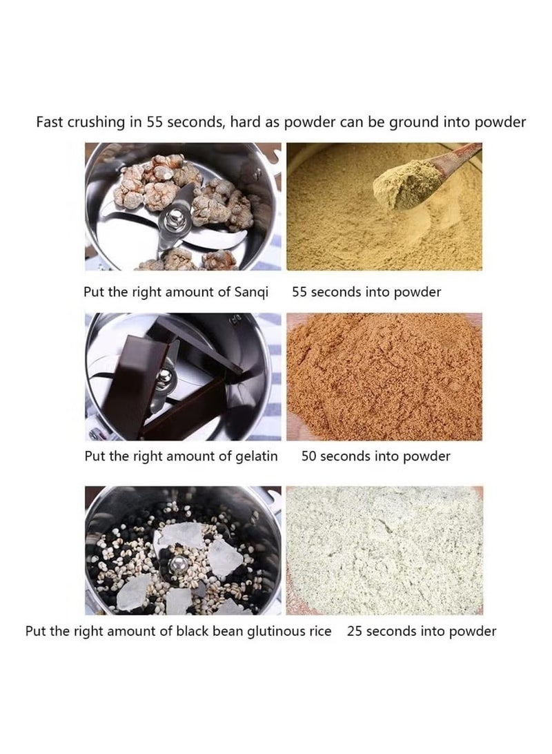 Electric High-Speed Grinder Stainless Steel Powder Mill For Spices, Herbs & Grains 250g - Image 3