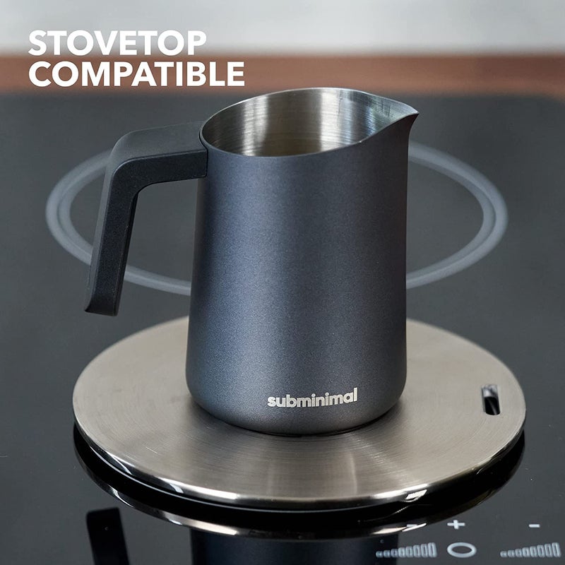 Subminimal Flowtip Milk Jug | Stovetop Milk Frothing  Foaming Pitcher For Premium Barista-Style Coffee At Home | Cappuccino & Latte Art Pouring Jug With Ergonomic Heat Resistant Handle | 450Ml  Black - Image 4