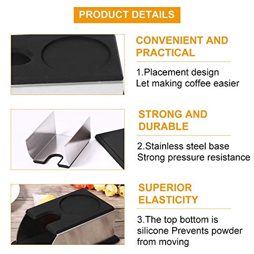 Yosoo Stainless Steel Coffee Tamper Stand, Coffee Powder Maker Rack Silicone Tamping Mat, Coffee Tampers Tool Accessory, Black - Image 4