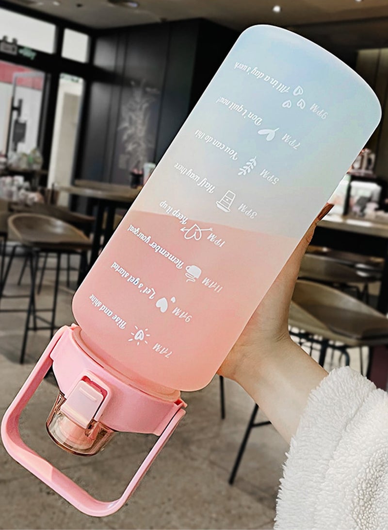 1-Piece Gradient Color Frosted Water Bottle – 800ml Leakproof Design with Straw, Flip Top  Time Marker – Portable for Sports, Fitness, Office, School, Gym, Outdoor Activities, Travel  Cycl - Image 5