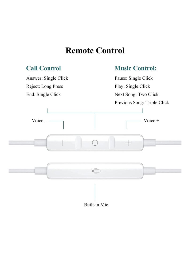 USB C Headphones, in-Ear USB C Earbuds with Microphone & Remote Control Noise Cancelling Wired Type C Earphones, Compatible with Android Smartphone Galaxy S25/S24/S23/S22/S21/S20/Note 20/A56/A55/A54/A17/A16/A14/A16/A15/Pixel 10/9/ 8/8A/7/6/6A/5, Huawei P70/P60/P50/P40  - Image 3