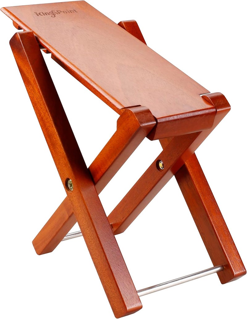 KingPoint Solid Beech Wood Guitar Footstool 4 Adjusatble Height Levels (Rose Wood) - Image 1