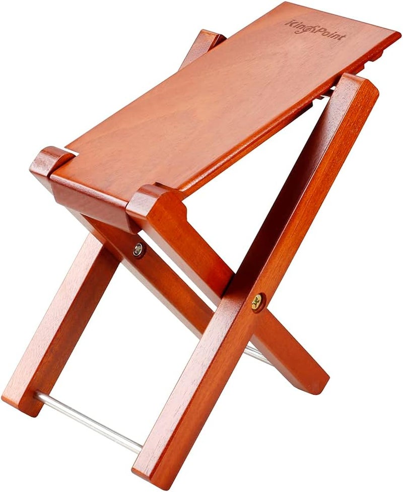 KingPoint Solid Beech Wood Guitar Footstool 4 Adjusatble Height Levels (Rose Wood) - Image 4