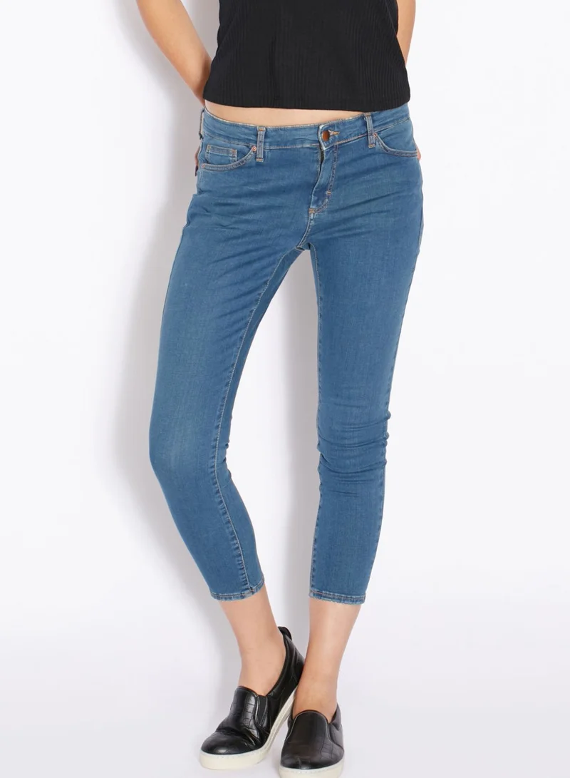 Topshop Petite MOTO Leigh Mid Rise Skinny Jeans
