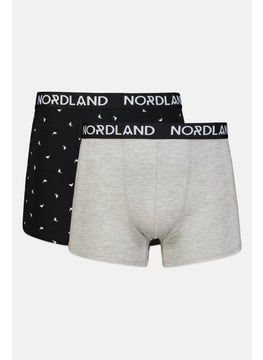 Men 2 Pieces Brand Logo Boxer, Black/Grey