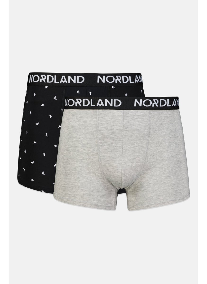Nordland - Men 2 Pieces Brand Logo Boxer, Black/Grey - Image 1