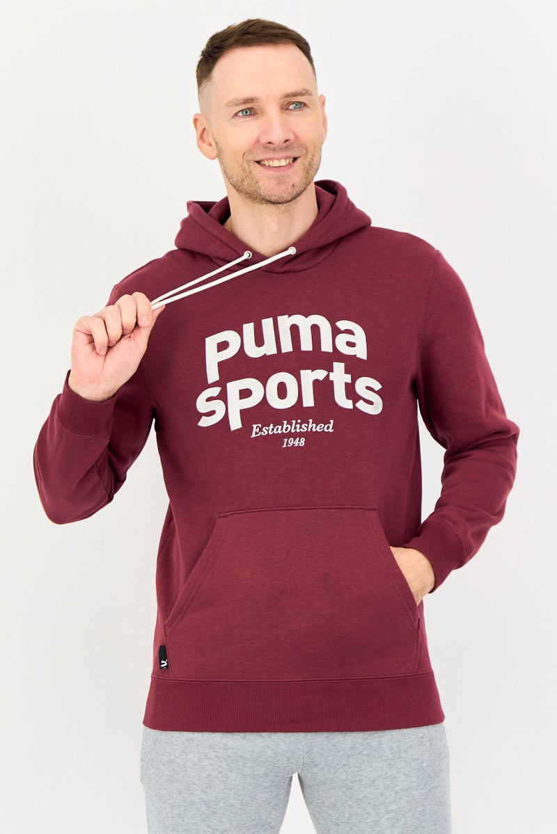 PUMA هودي رياضي للرجال بأكمام طويلة مناسب في الهواء الطلق، مارون - Image 1