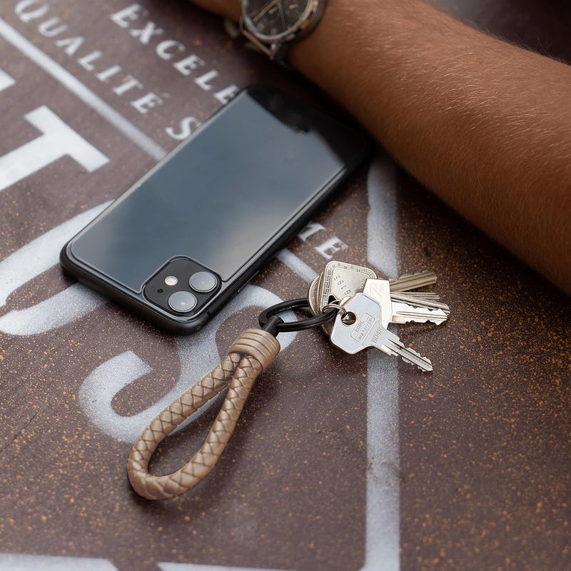 SERASAR Leather Lanyard with Stainless Steel Keychain - Additional Rings for Small Keys - Ideal for Car, Motorcycle, Bicycle and Home - Keychain with Gift Box - Image 5
