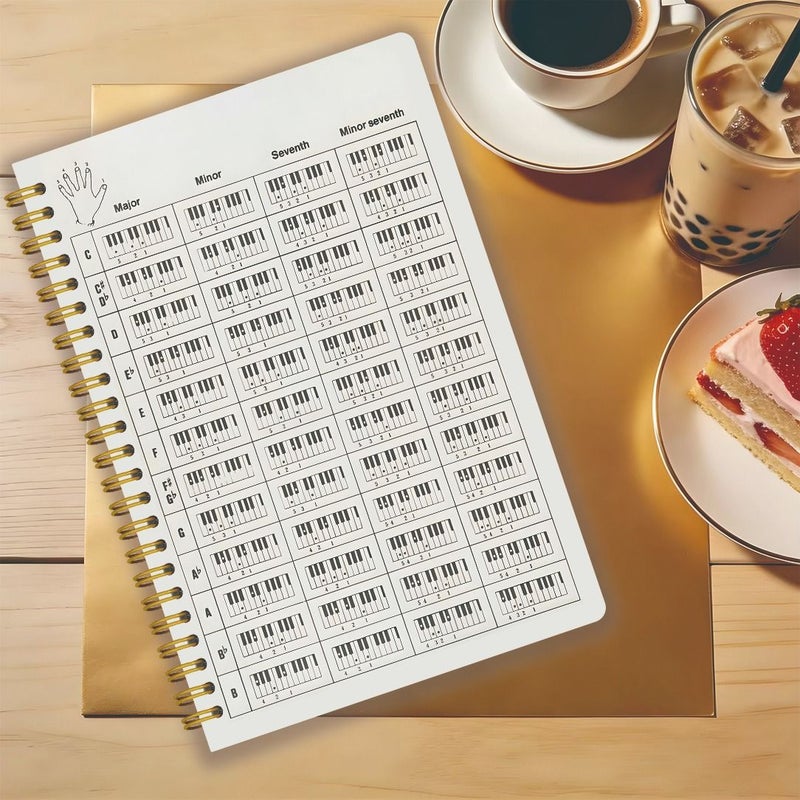 Gray Piano Chord Hand Chart Notebook Spiral Binding 5.5x8.3in Portable Music Practice Journal - Image 3