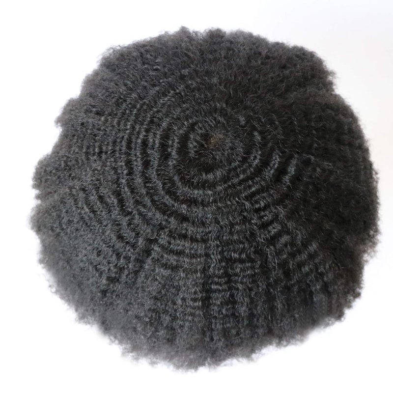 Afro Toupee Man Weave Male Hair Unit Man wigs 360 Weave Men Toupee French Lace for Black Men 100 Human Hair 6MM Weave Afro Toupe African American Hairpiece Male Toupee 8x10inch 1B Off Black