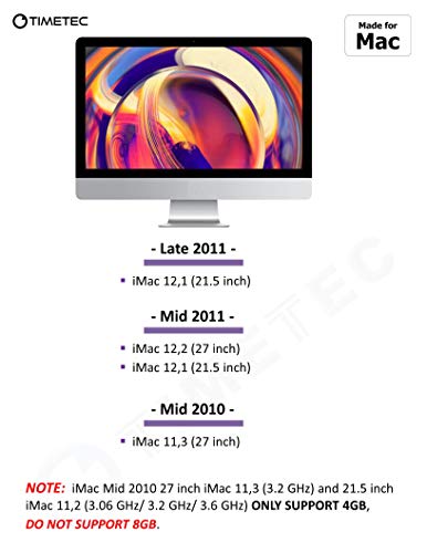 Timetec تيمتيك 8 جيجابايت متوافق مع أبل DDR3 1333 ميجاهرتز PC3-10600 CL9 لجهاز ماك بوك برو (أوائل/أواخر 2011 13/15/17 بوصة)، آي ماك (منتصف 2010، منتصف/أواخر 2011 21.5/27 بوصة)، ماك ميني (منتصف 2011) ترقية ذاكرة RAM SODIMM MAC - Image 5