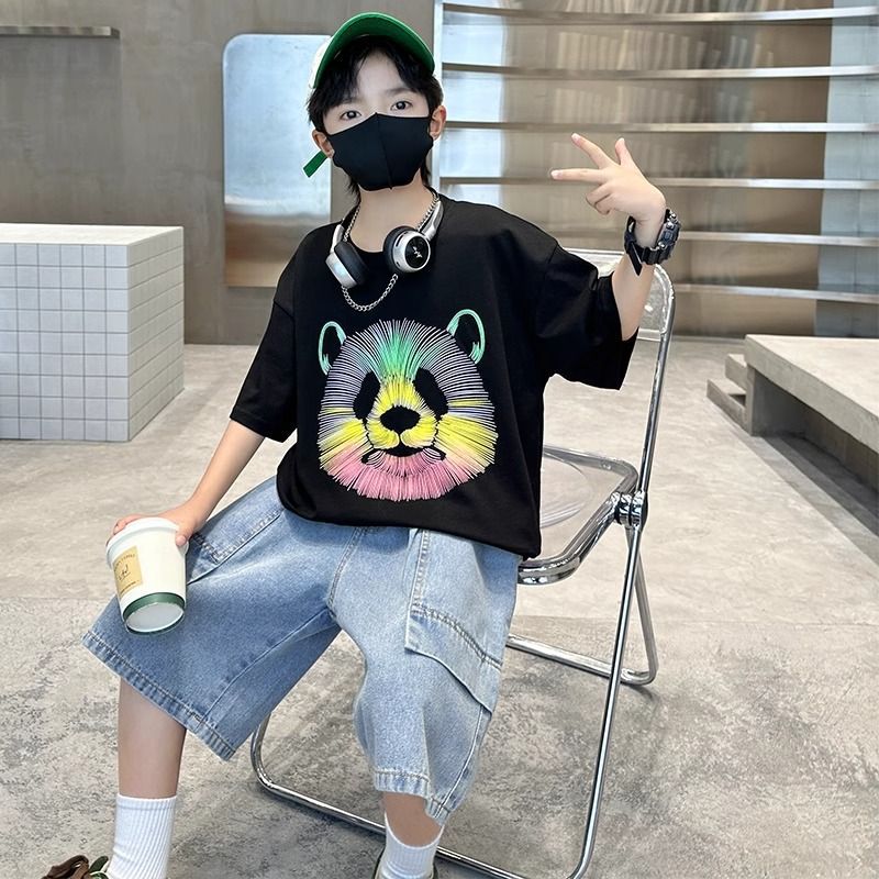 Children'S Pure Cotton T-Shirt Summer 2026 New Children'S Clothing Boys' Short-Sleeved Tops For Older Children Trendy Half-Sleeve T-Shirt - Image 3