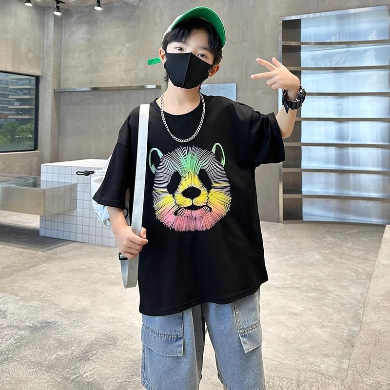 Children'S Pure Cotton T-Shirt Summer 2026 New Children'S Clothing Boys' Short-Sleeved Tops For Older Children Trendy Half-Sleeve T-Shirt - Image 4