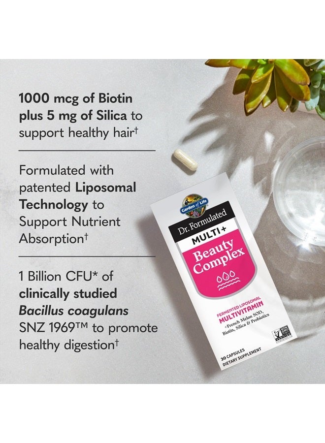 Garden of Life Dr Formulated Multi+ Beauty Complex Fermented Liposomal Multivitamin Plus Hair Skin and Nails Vitamins, French Melon SOD, Biotin & Probiotics, 30 Capsules, Supplement for Women & Men - Image 2