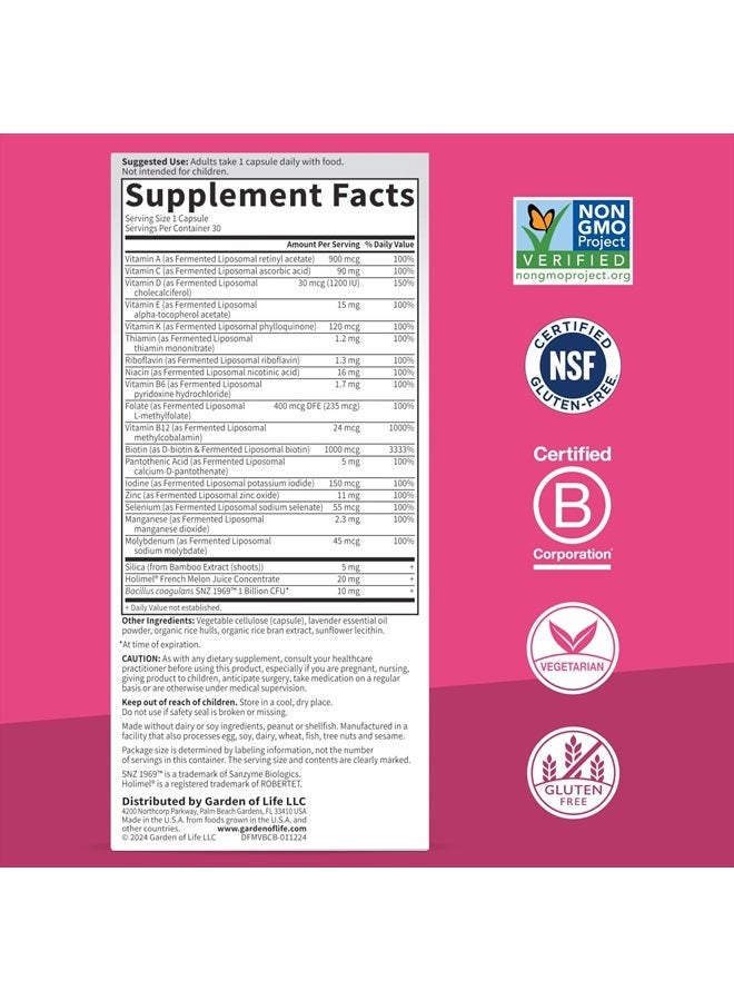 Garden of Life Dr Formulated Multi+ Beauty Complex Fermented Liposomal Multivitamin Plus Hair Skin and Nails Vitamins, French Melon SOD, Biotin & Probiotics, 30 Capsules, Supplement for Women & Men - Image 5
