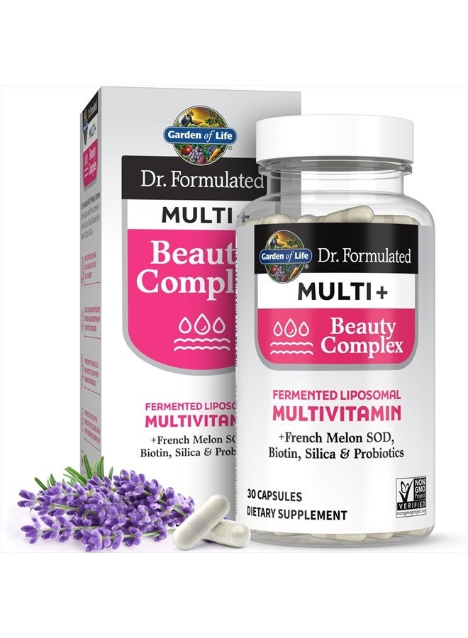 Garden of Life Dr Formulated Multi+ Beauty Complex Fermented Liposomal Multivitamin Plus Hair Skin and Nails Vitamins, French Melon SOD, Biotin & Probiotics, 30 Capsules, Supplement for Women & Men - Image 1