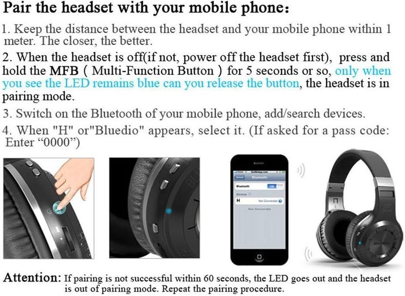 بلوديو سماعات بلوتوث لاسلكية استريو Bluedio HT (Shooting Brake) إصدار 4.1 (أسود) - Image 4