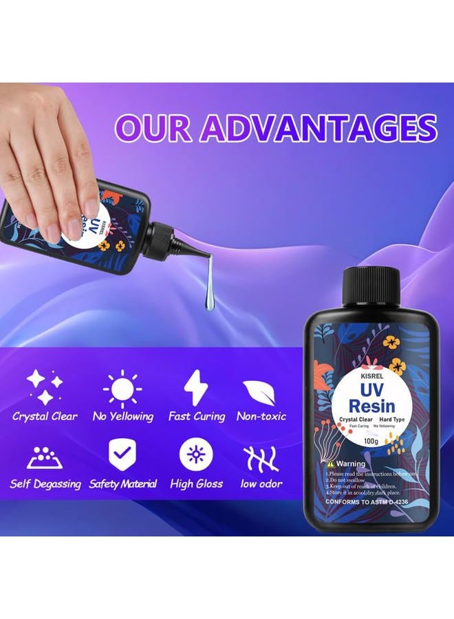 KISREL UV Resin Jewelry Making Kit - 500g Crystal Clear UV Resin with Light and Jewelry Molds, Fast Curing for Keychains, Earring Making, DIY Craft Decorations - Image 3