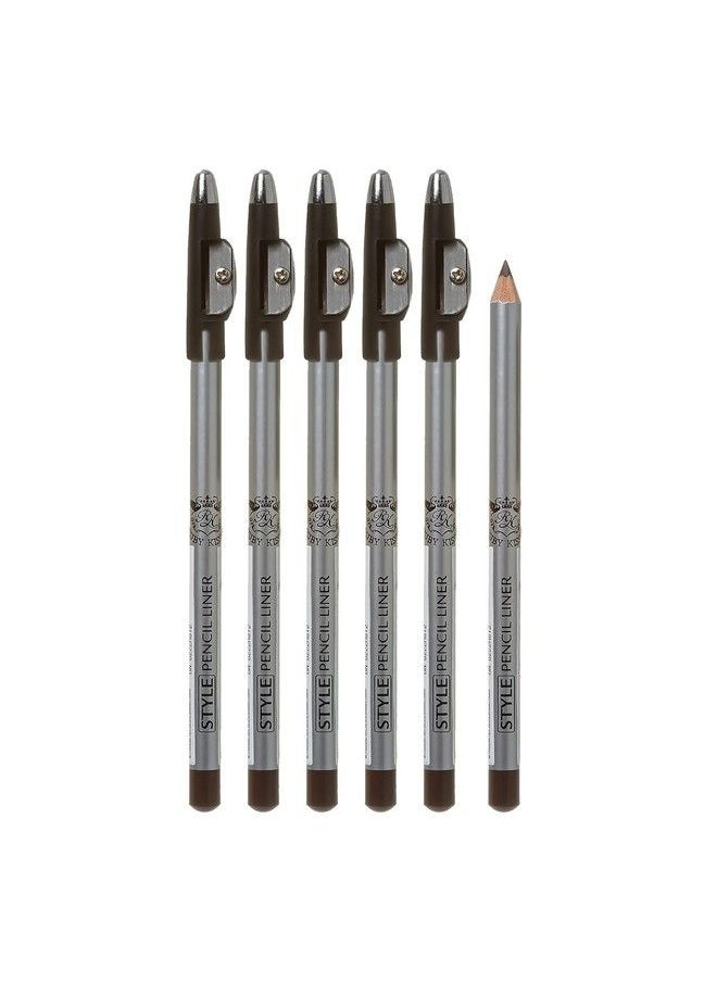 Ruby Kisses - Style Pencil Liner With Sharpener Cap 6 Pack (Dark Brown) - Image 1