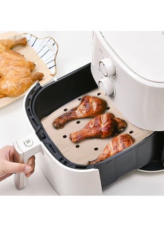 Buffer 50 Pcs Air Fryer Baking Paper Disposable Air Fryer Oil Proof Non-Stick Food Baking Paper Perforated Square Model  - Image 2